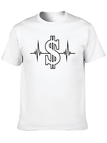 Dollar Sign Heartbeat Graphic T-Shirt - Black