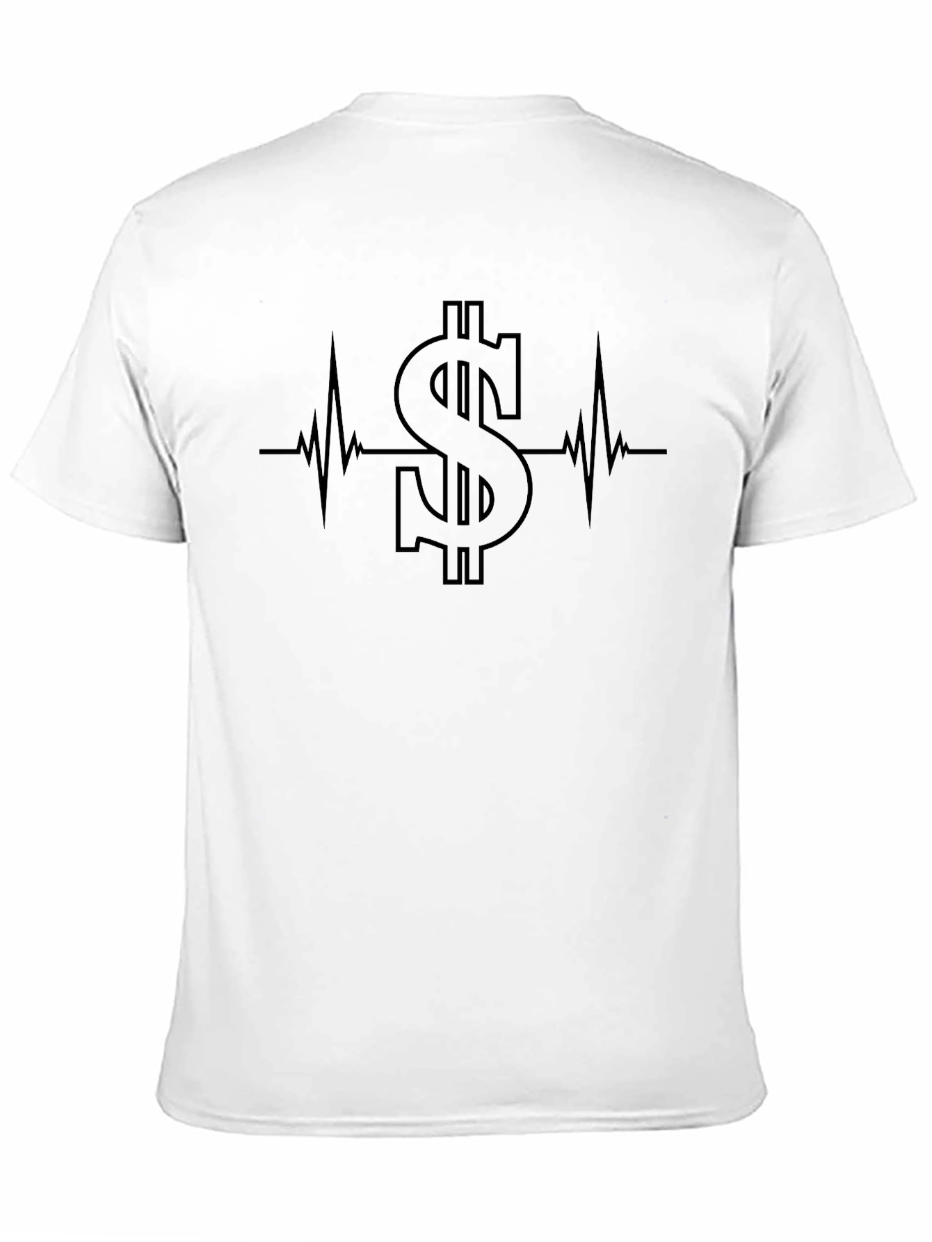 Dollar Sign Heartbeat Graphic T-Shirt - Black