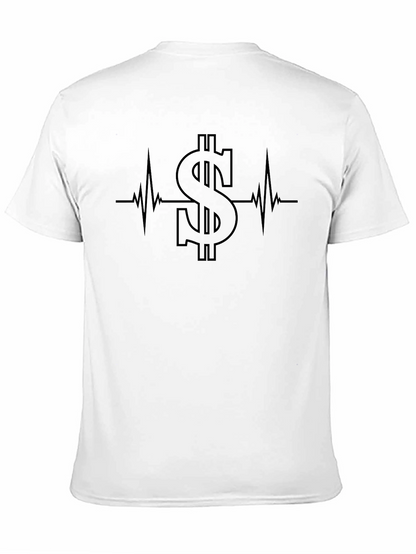 Dollar Sign Heartbeat Graphic T-Shirt - Black
