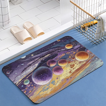 Oil Painting Cosmic Starry Sky£üOil Painting Universe Planet Starry Sky Diatomite Mat, Dreamy Absorbent Quick?Dry Bathroom Floor Rug