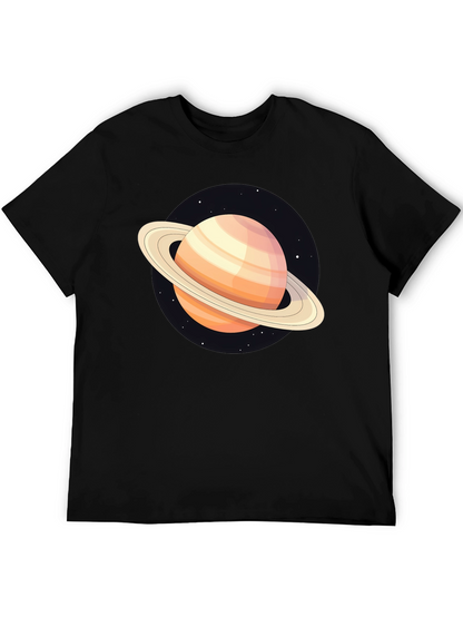 Saturn Graphic T-Shirt - Black Cotton Blend