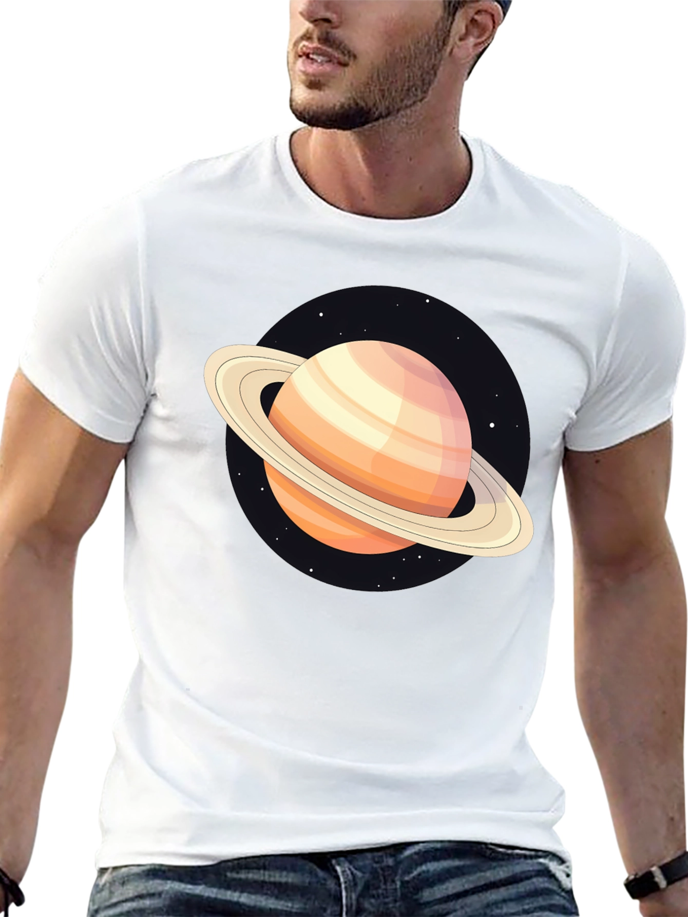 Saturn Graphic T-Shirt - Black Cotton Blend