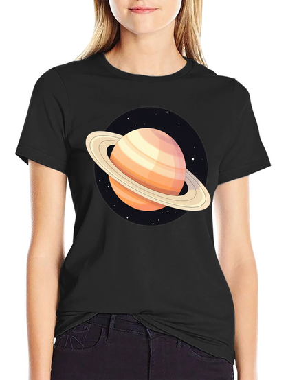 Saturn Graphic T-Shirt - Black Cotton Blend