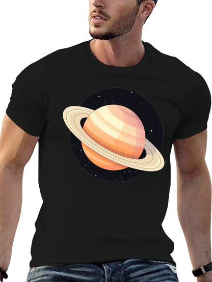 Saturn Graphic T-Shirt - Black Cotton Blend