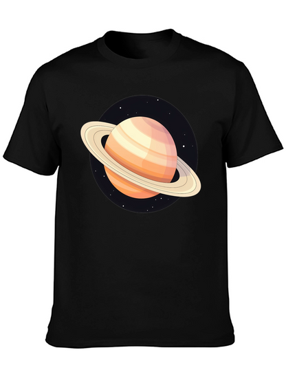 Saturn Graphic T-Shirt - Black Cotton Blend