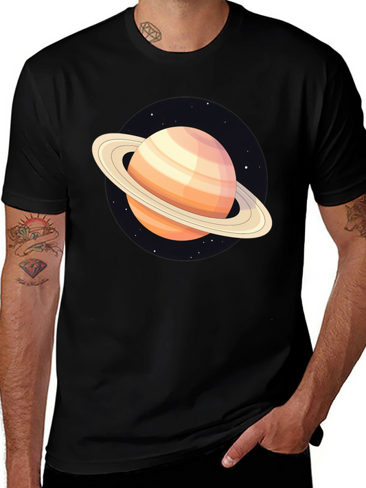 Saturn Graphic T-Shirt - Black Cotton Blend