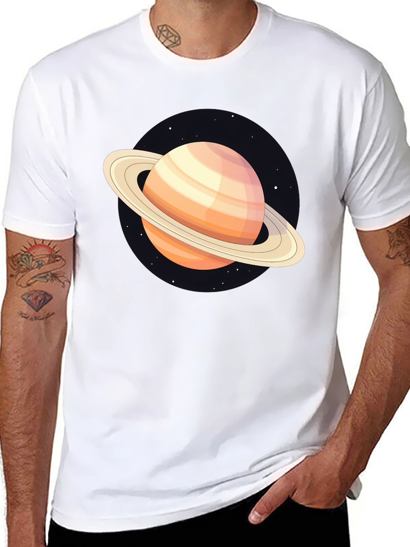 Saturn Graphic T-Shirt - Black Cotton Blend