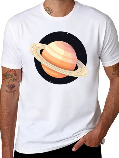 Saturn Graphic T-Shirt - Black Cotton Blend