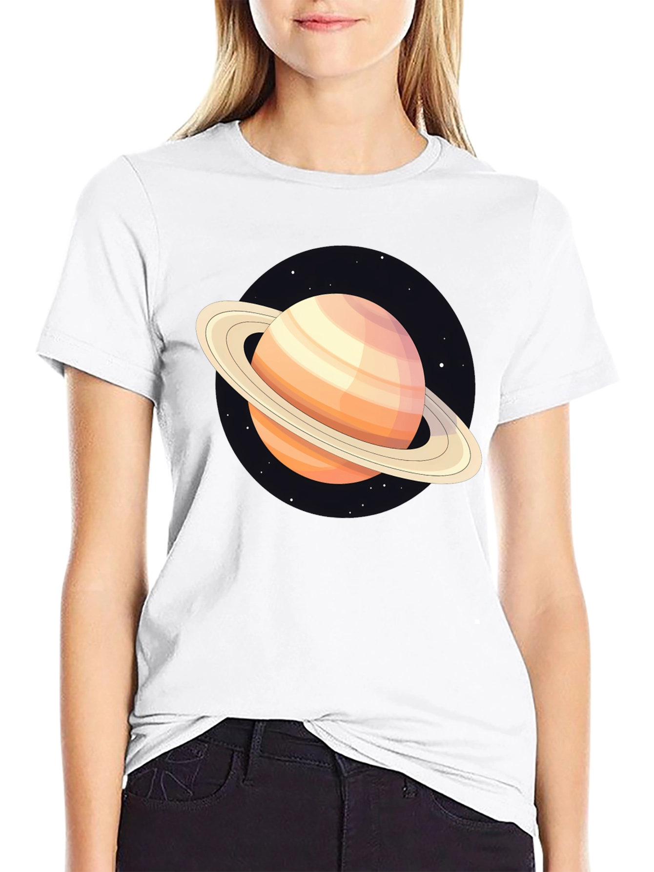 Saturn Graphic T-Shirt - Black Cotton Blend