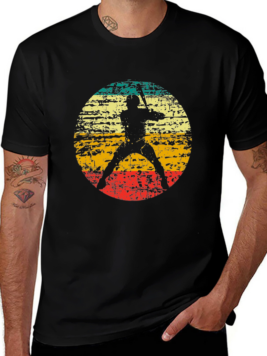 Retro Baseball Player Graphic Tee - Vintage Style T-Shirt