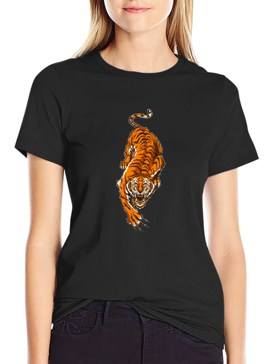 Black T-Shirt with Tiger Print