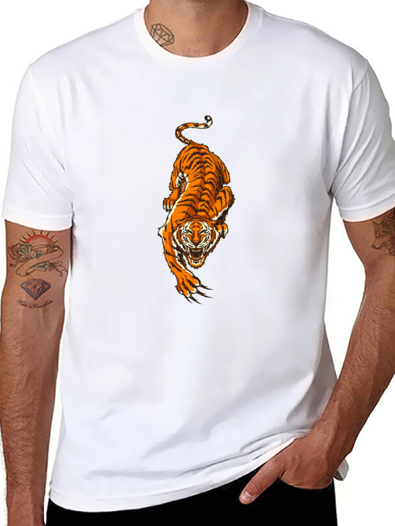 Black T-Shirt with Tiger Print