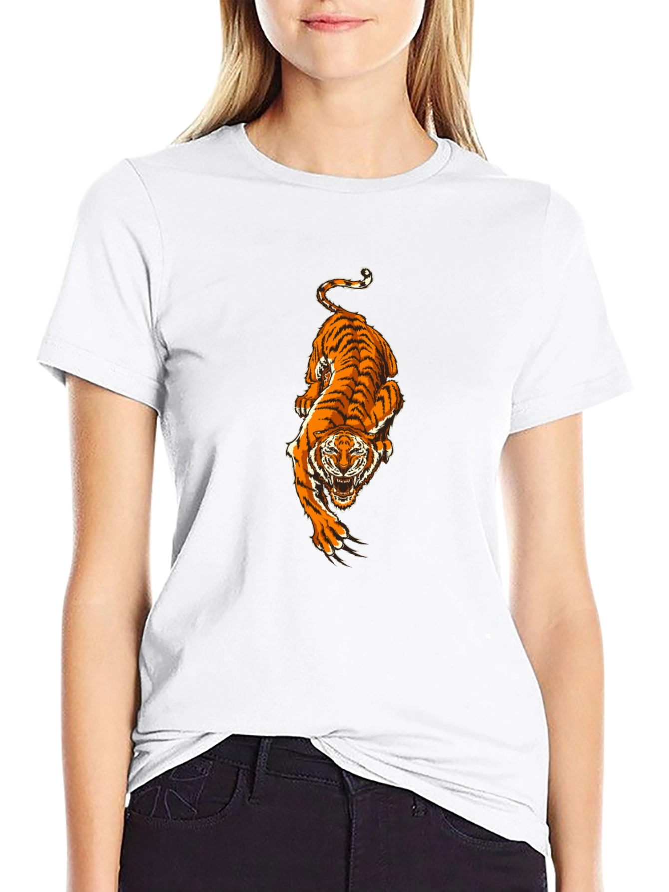 Black T-Shirt with Tiger Print