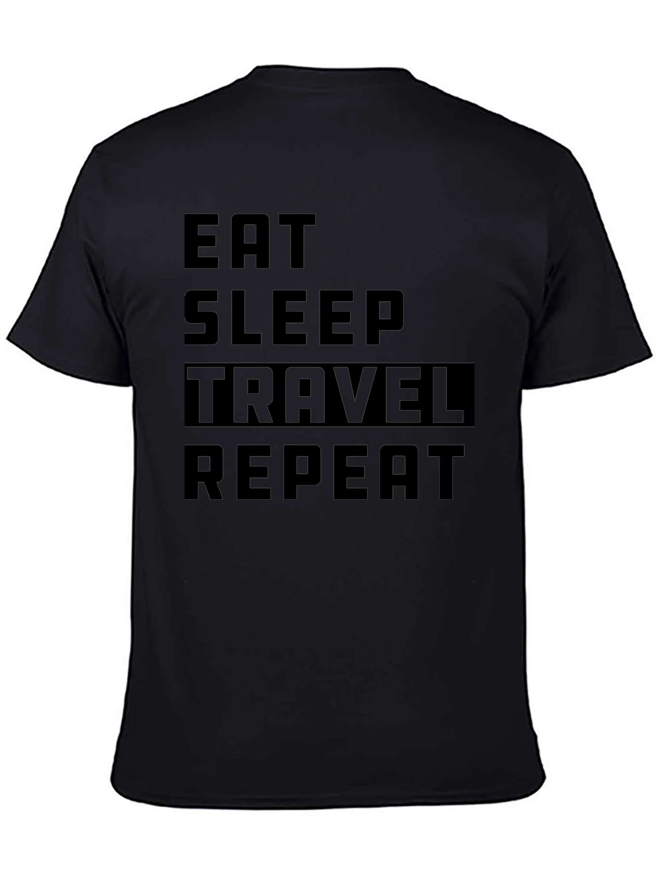 Eat Sleep Travel Repeat Black T-Shirt