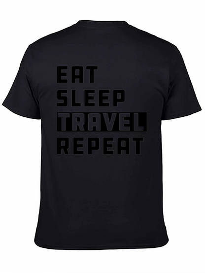 Eat Sleep Travel Repeat Black T-Shirt