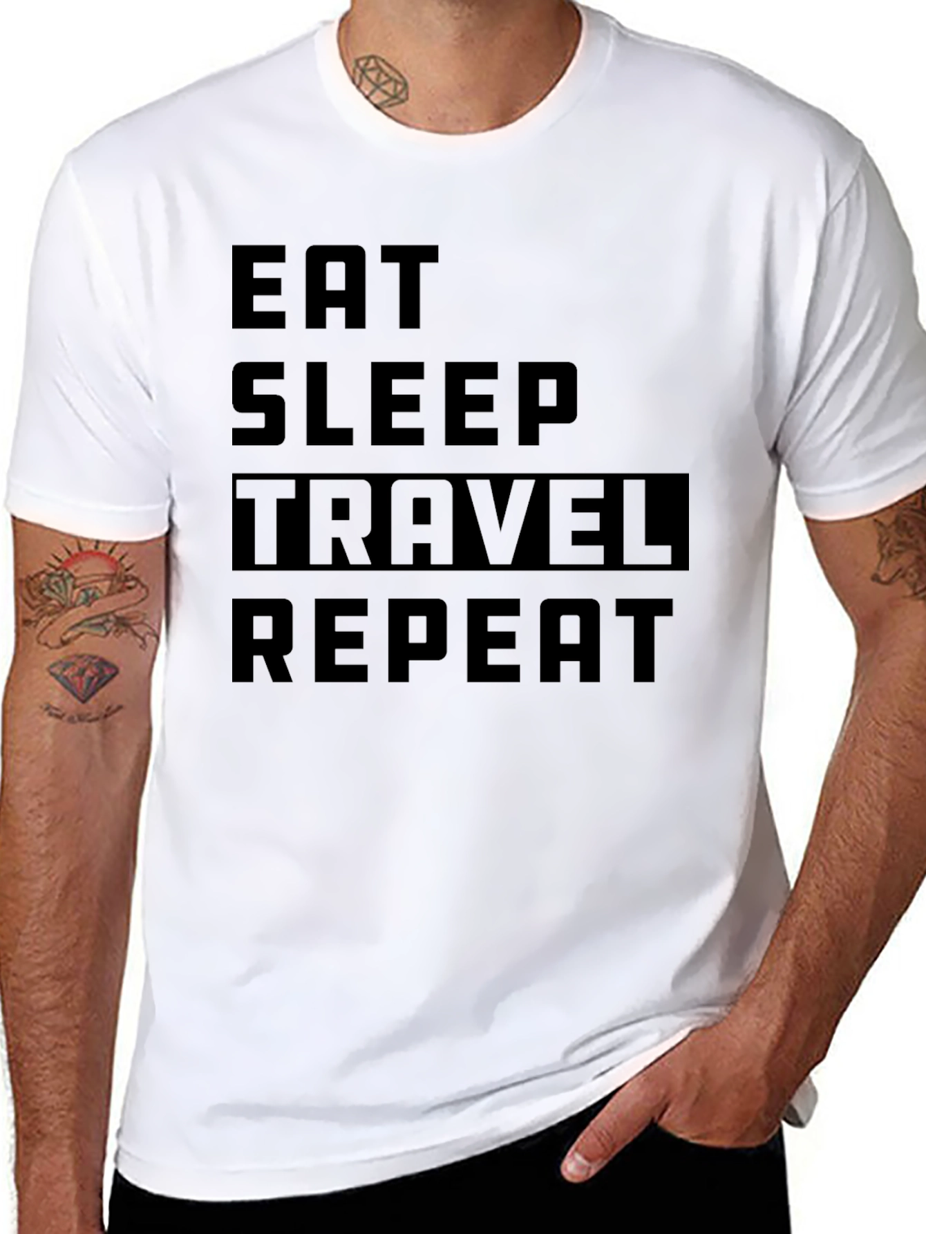 Eat Sleep Travel Repeat Black T-Shirt