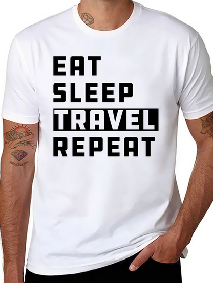 Eat Sleep Travel Repeat Black T-Shirt