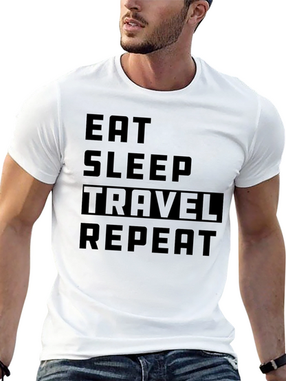 Eat Sleep Travel Repeat Black T-Shirt
