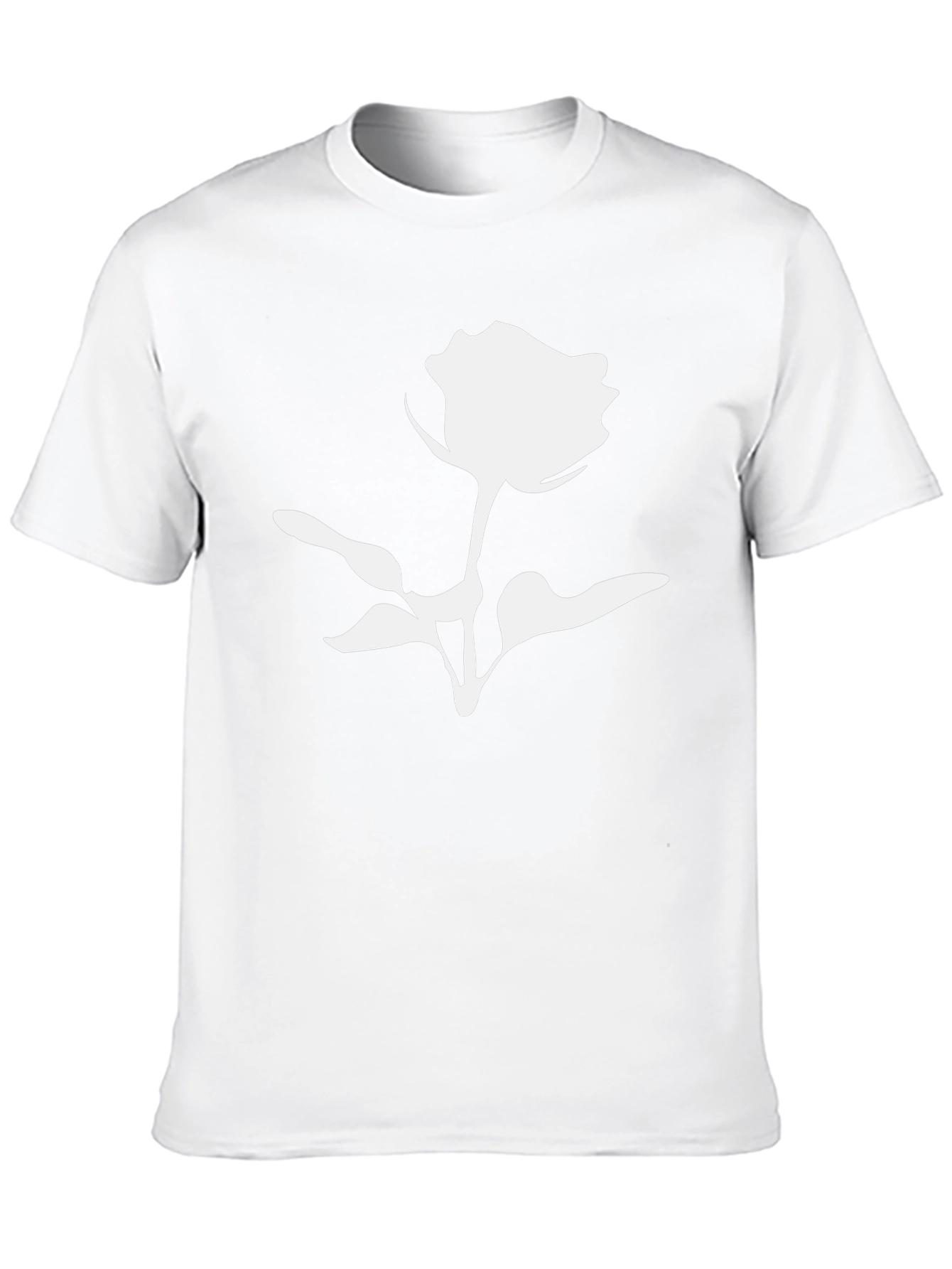 Black T-Shirt with White Rose Graphic Print