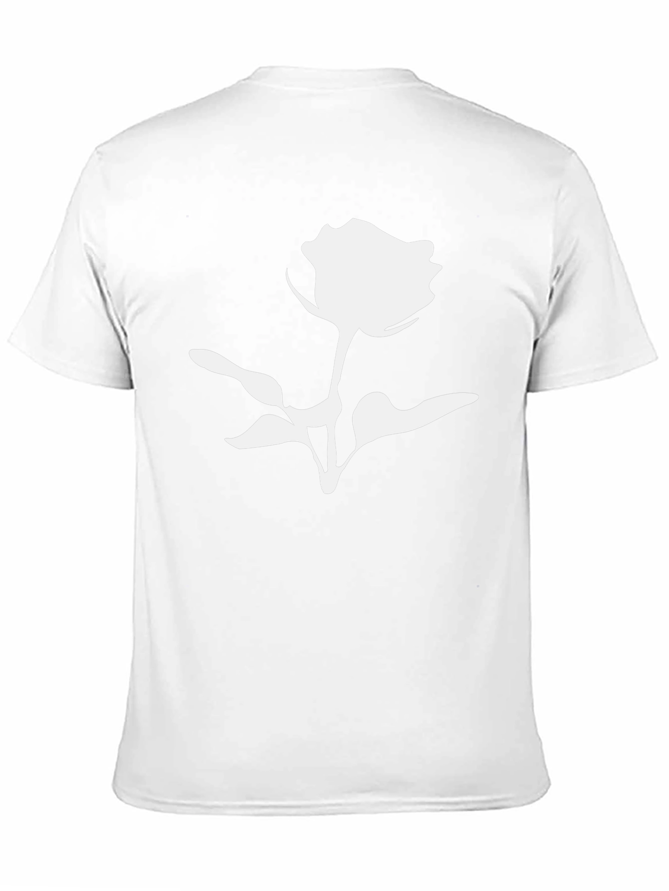Black T-Shirt with White Rose Graphic Print