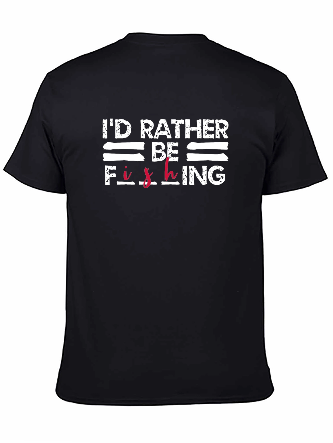 Id Rather Be Fishing Black Cotton T-Shirt