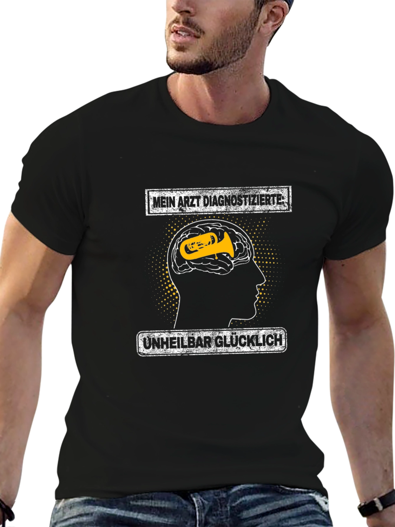 Tuba Brain Black T-Shirt - Musician Humor