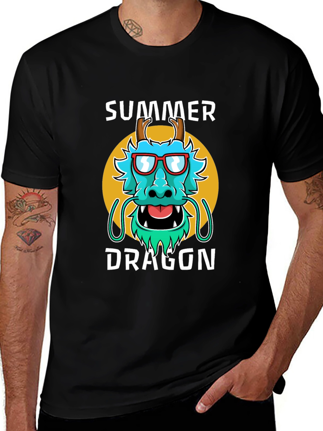 Summer Dragon Graphic Tee - Stylish Mens T-Shirt