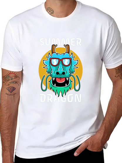 Summer Dragon Graphic Tee - Stylish Mens T-Shirt