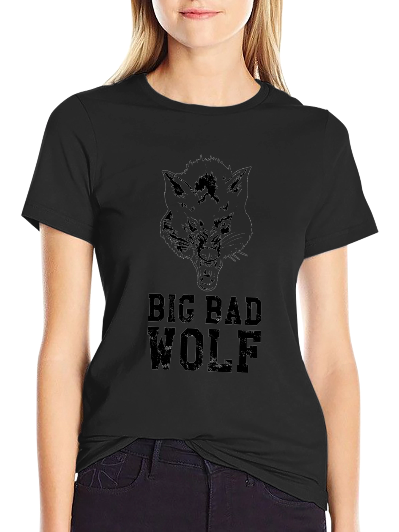 Big Bad Wolf Graphic Tee - Black Cotton T-Shirt