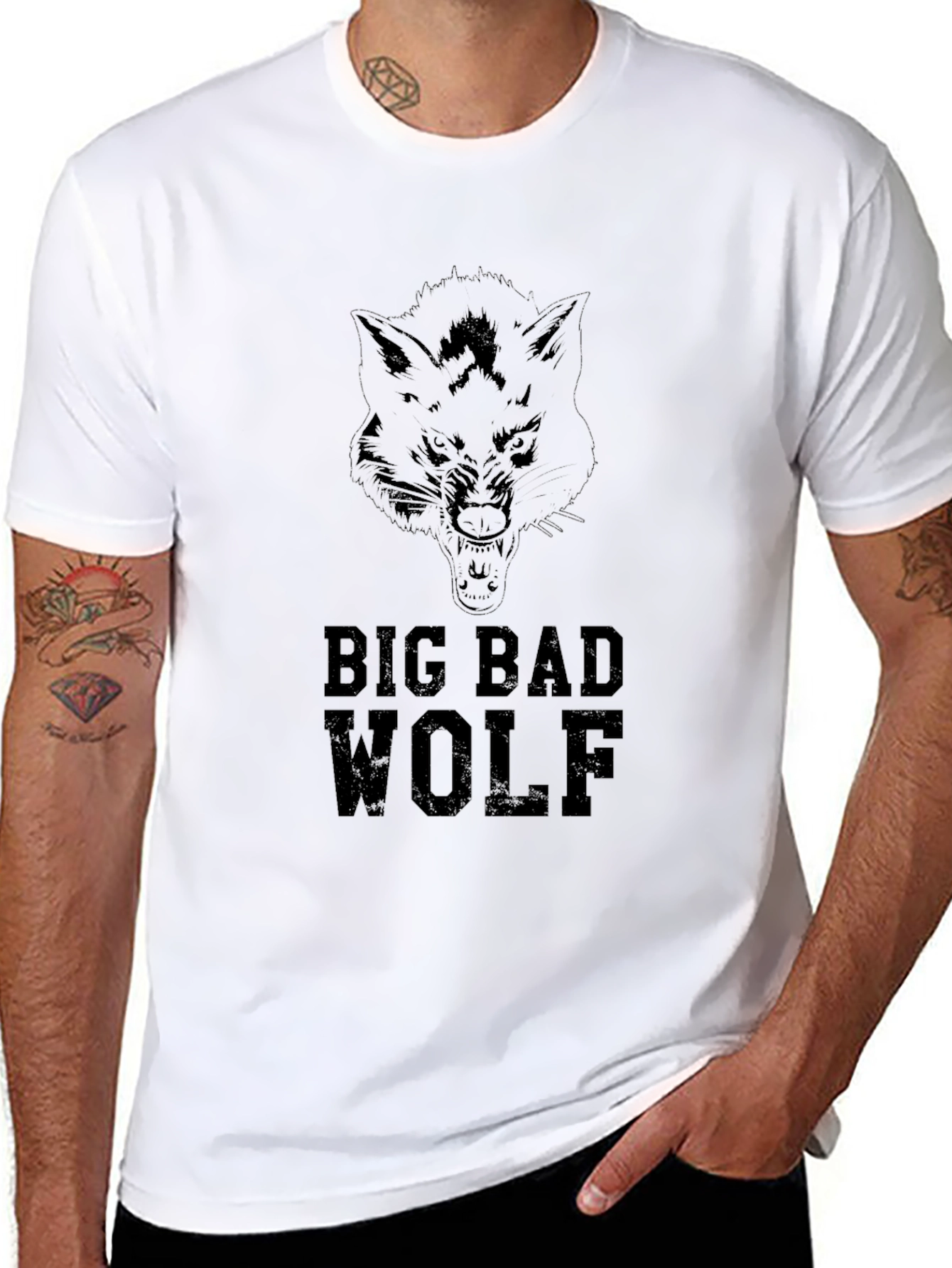 Big Bad Wolf Graphic Tee - Black Cotton T-Shirt