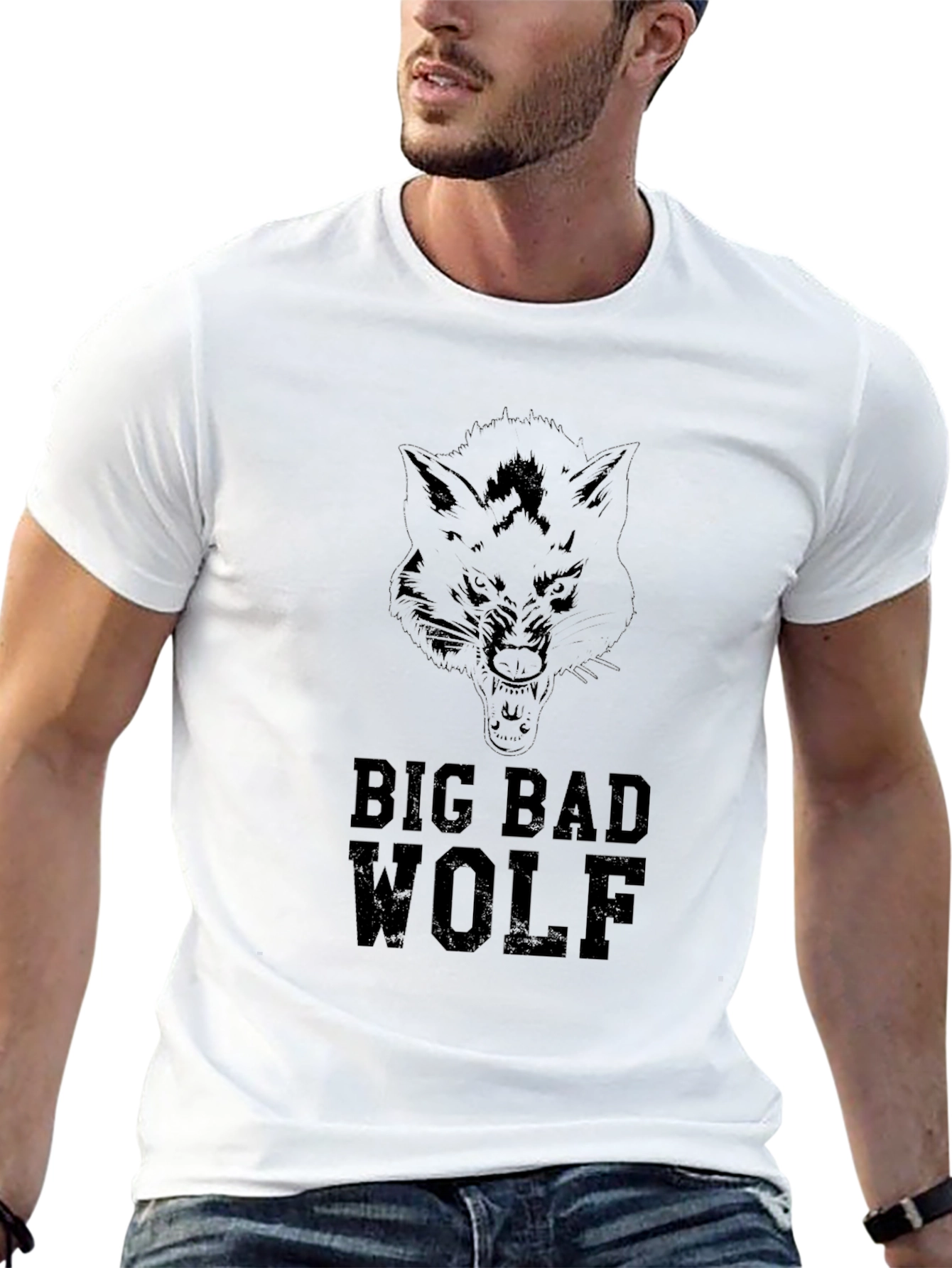 Big Bad Wolf Graphic Tee - Black Cotton T-Shirt