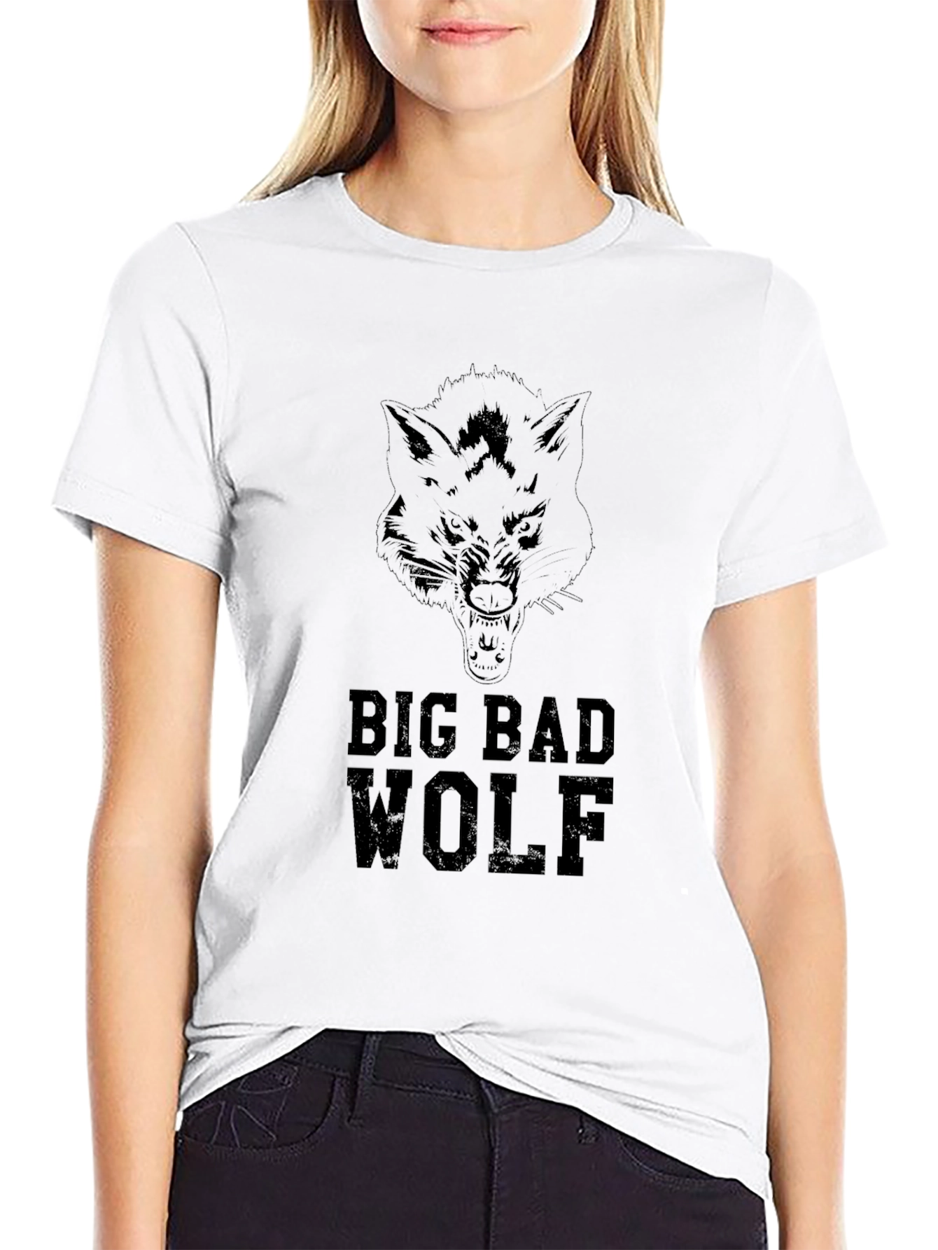 Big Bad Wolf Graphic Tee - Black Cotton T-Shirt