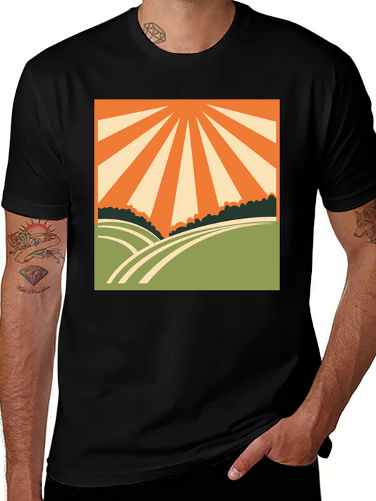 Retro Sunrise Graphic Tee - Vintage Inspired Design