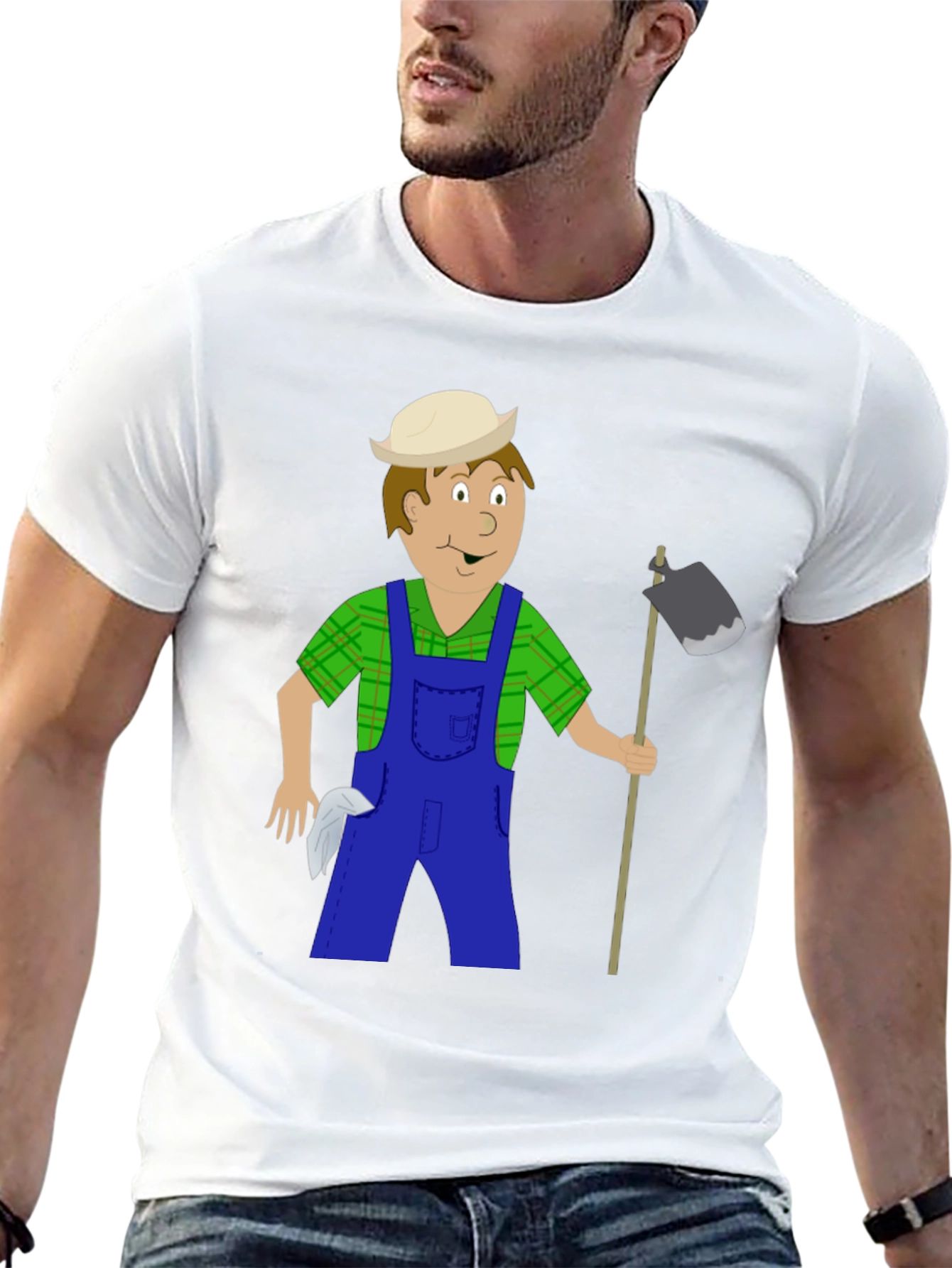 Cartoon Farmer Graphic Tee - Black