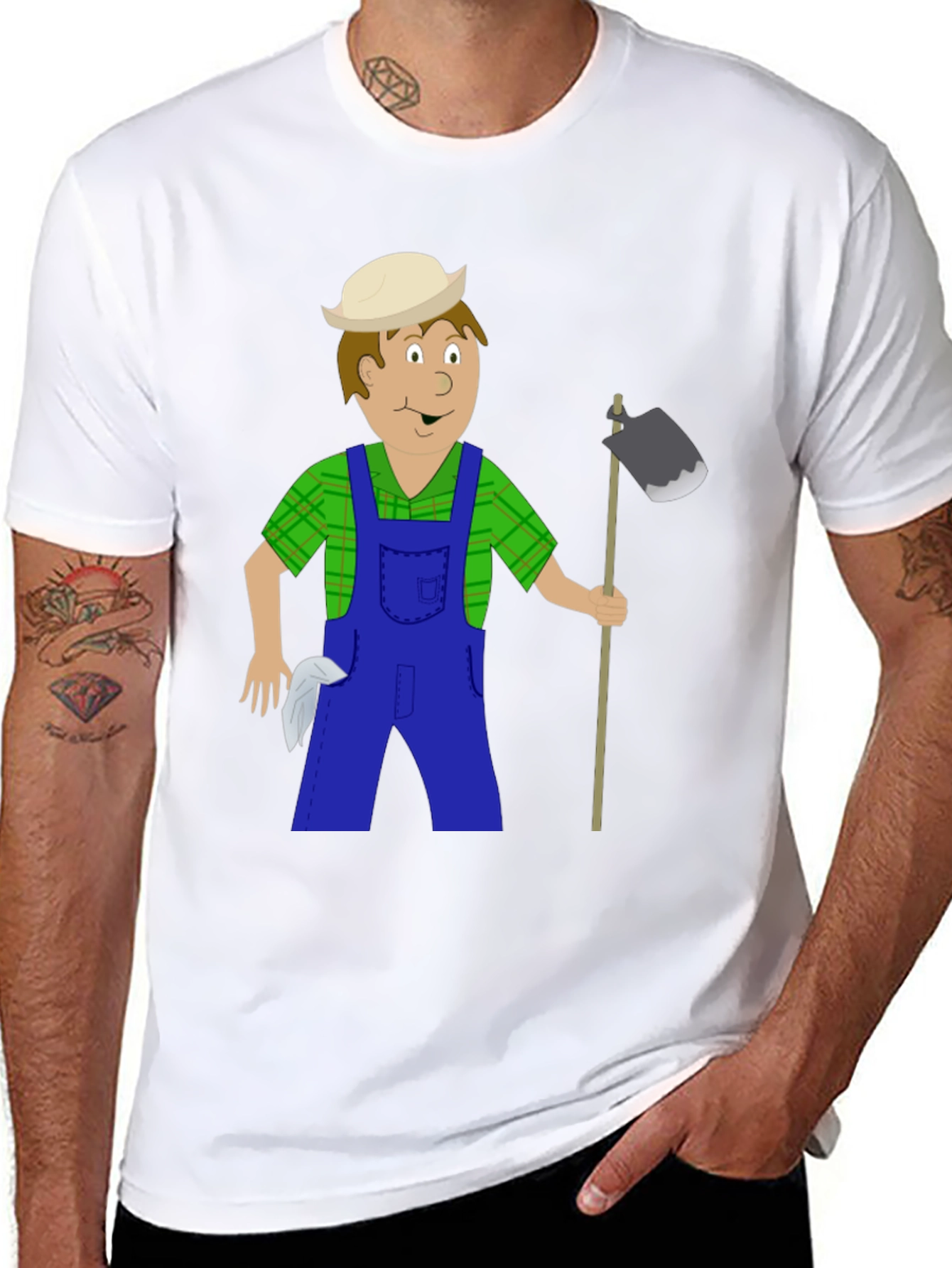 Cartoon Farmer Graphic Tee - Black