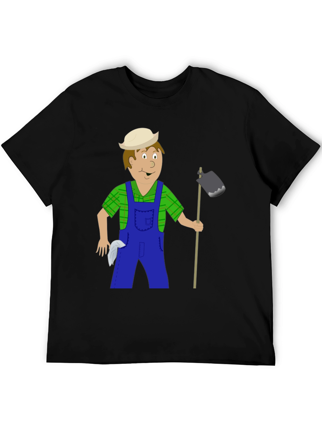 Cartoon Farmer Graphic Tee - Black