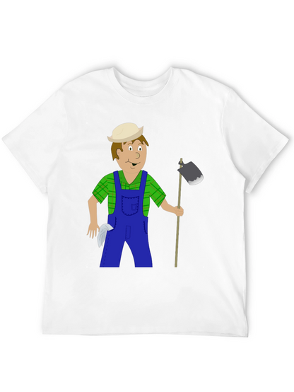 Cartoon Farmer Graphic Tee - Black