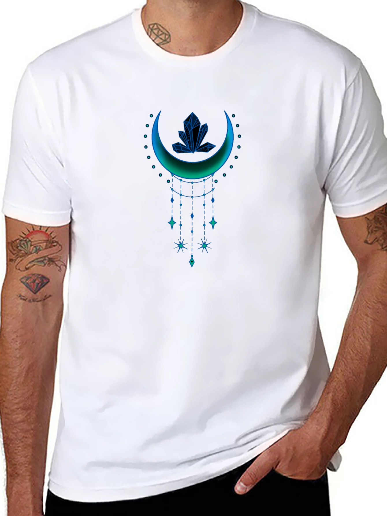 Mystic Crescent Graphic Tee - Celestial Style