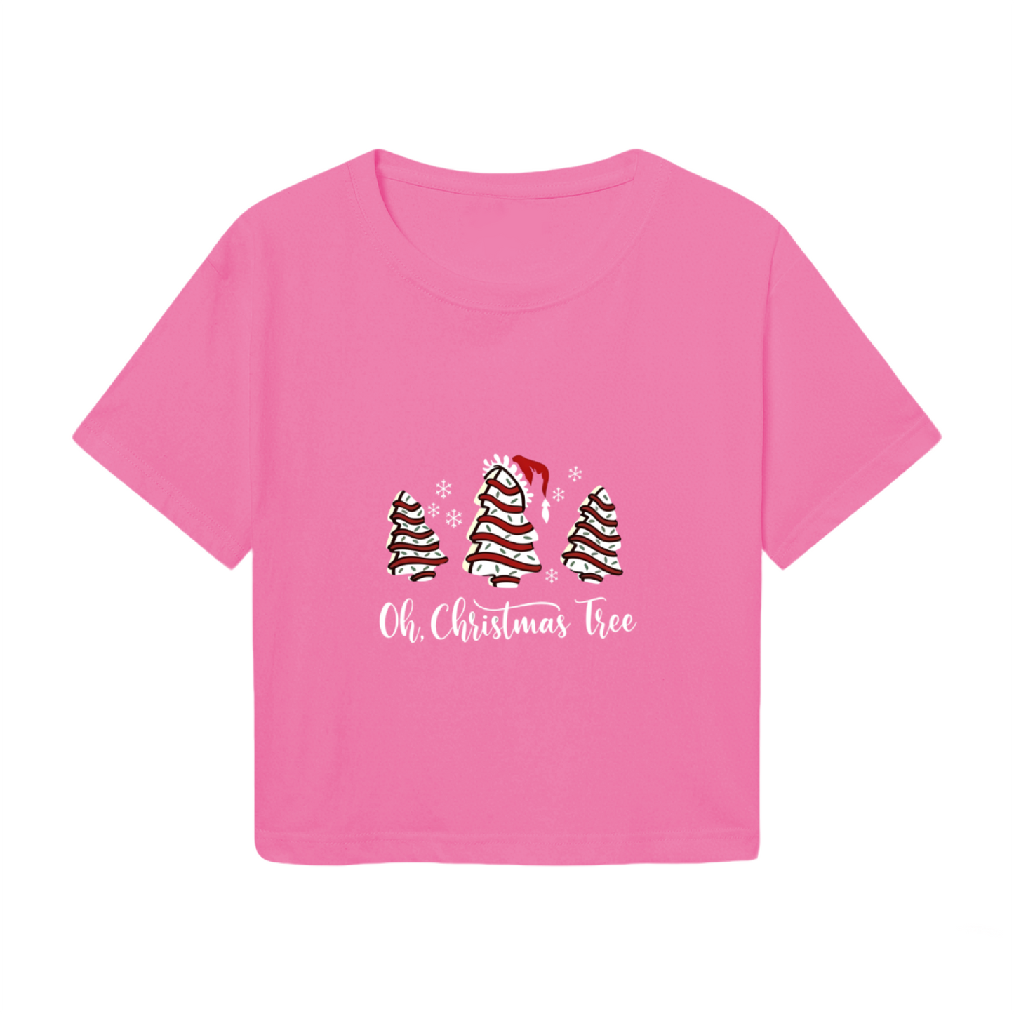 Oh Christmas Tree Festive Cake Tree Pink Women Crop Top