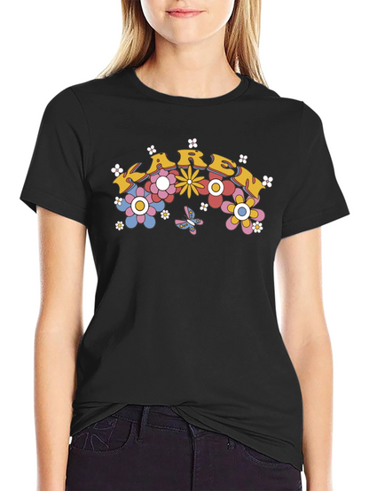 Retro Floral Karen T-Shirt - Groovy Design