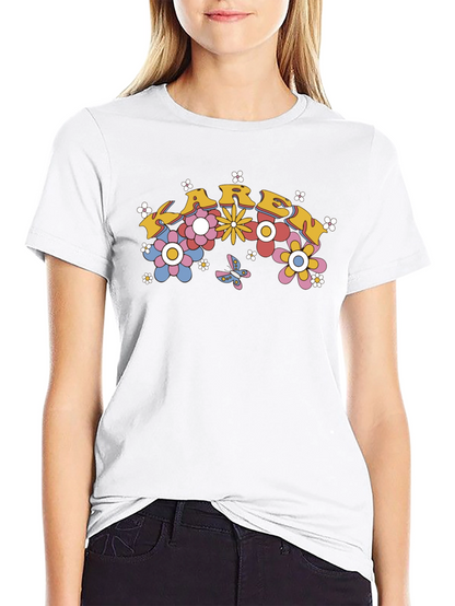 Retro Floral Karen T-Shirt - Groovy Design