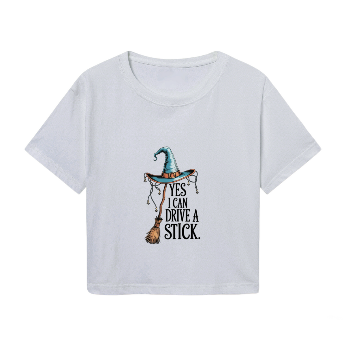 Yes I Can Drive A Stick Witch Broom Halloween Crop Top