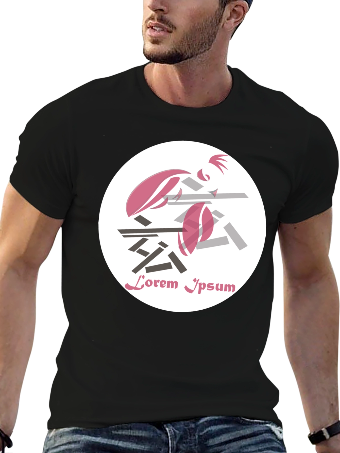 Abstract Graphic Print T-Shirt - Black