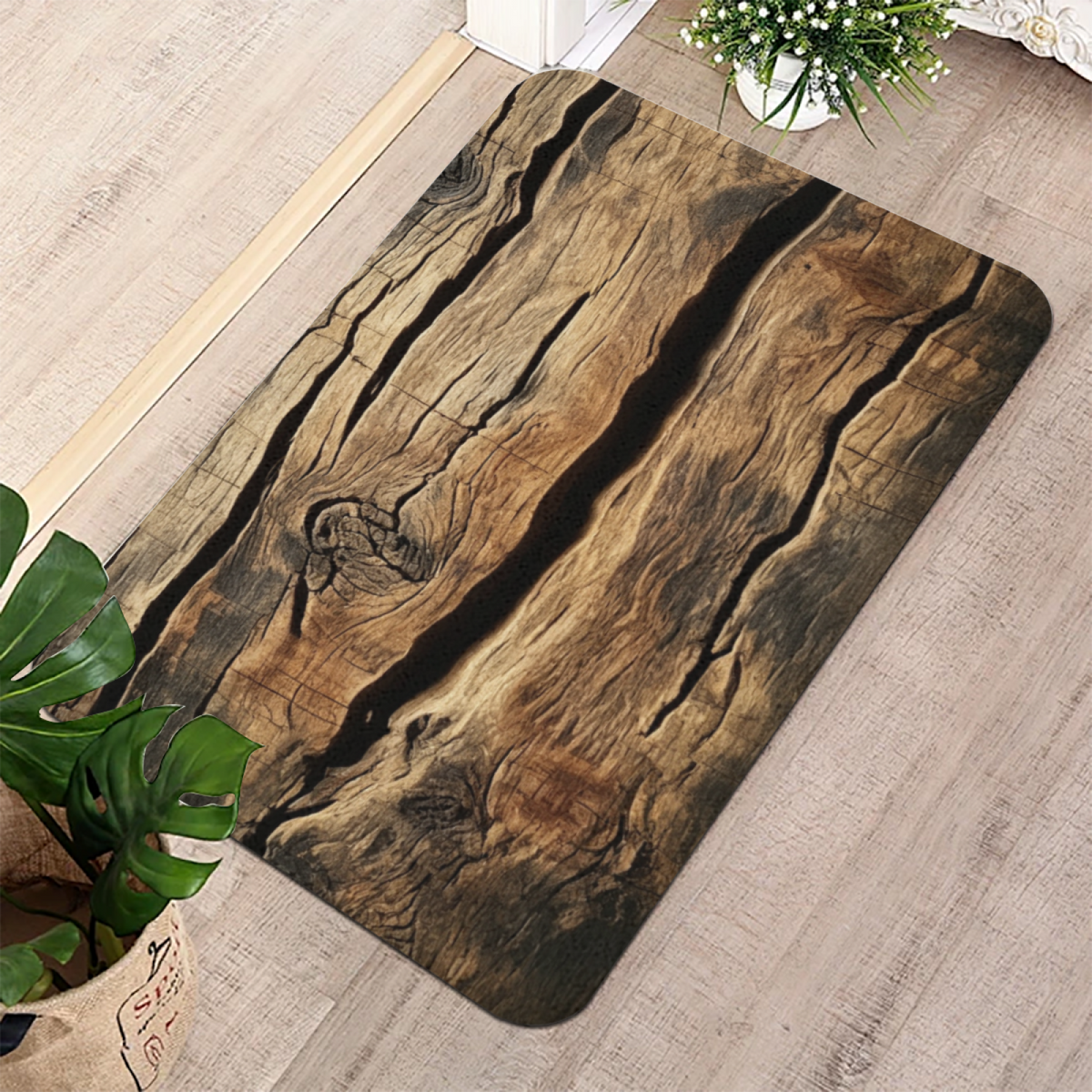 Vintage Wood Grain£üVintage Distressed Wood Grain Diatomite Mat, Absorbent Quick?Dry Non?Slip Bathroom Entry Floor Rug