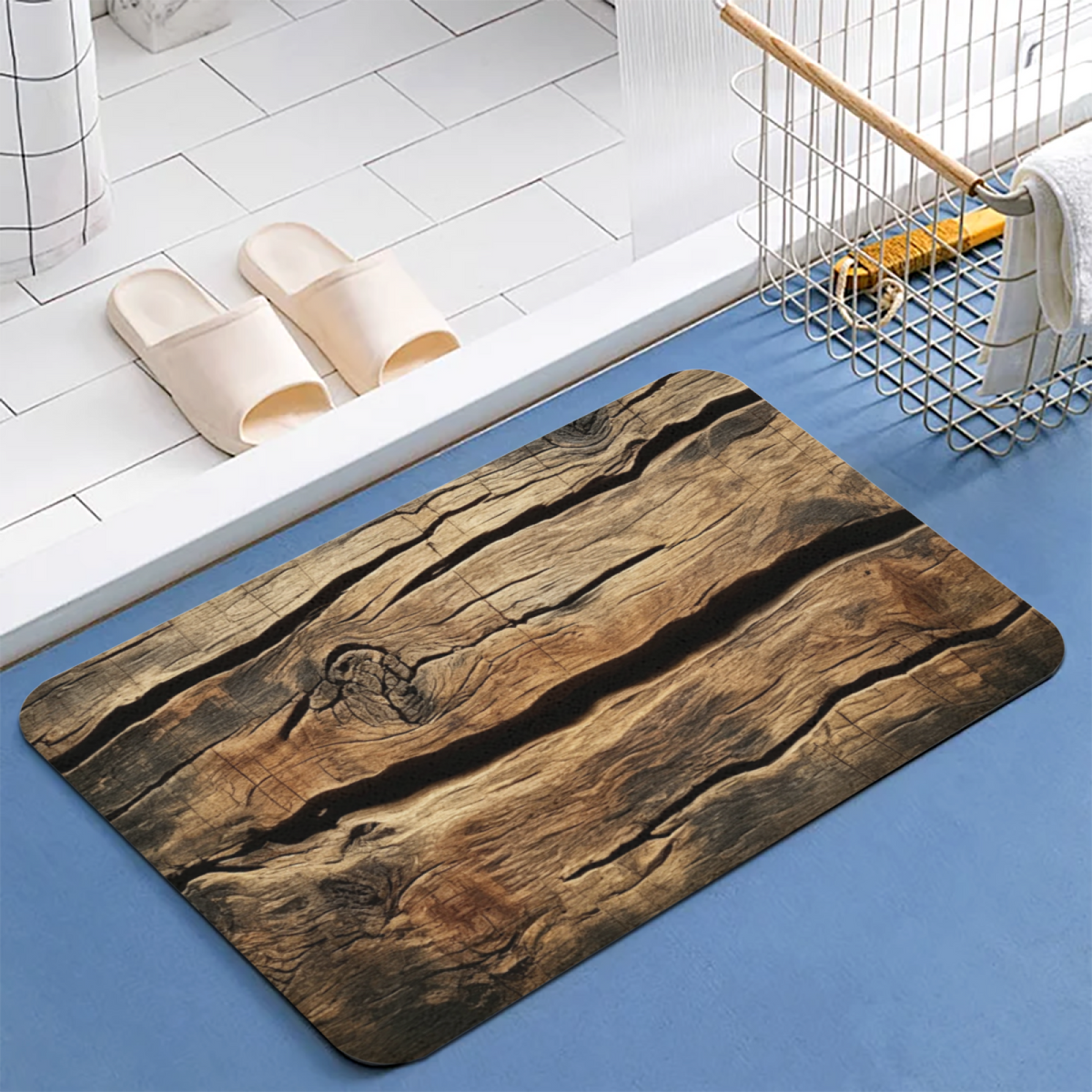 Vintage Wood Grain£üVintage Distressed Wood Grain Diatomite Mat, Absorbent Quick?Dry Non?Slip Bathroom Entry Floor Rug