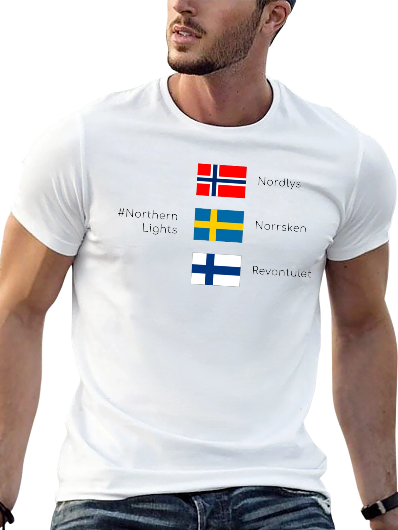 Northern Lights Nordic Flags T-Shirt