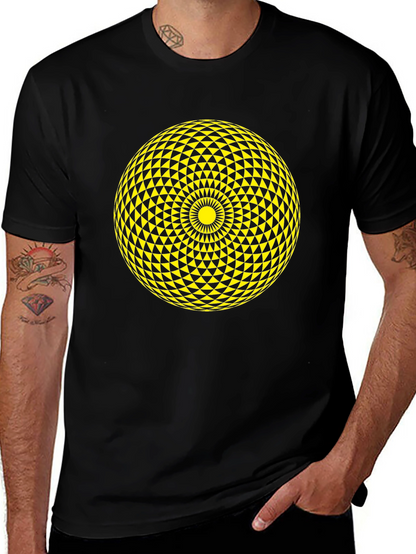 Geometric Sphere Graphic Tee - Stylish Black T-Shirt