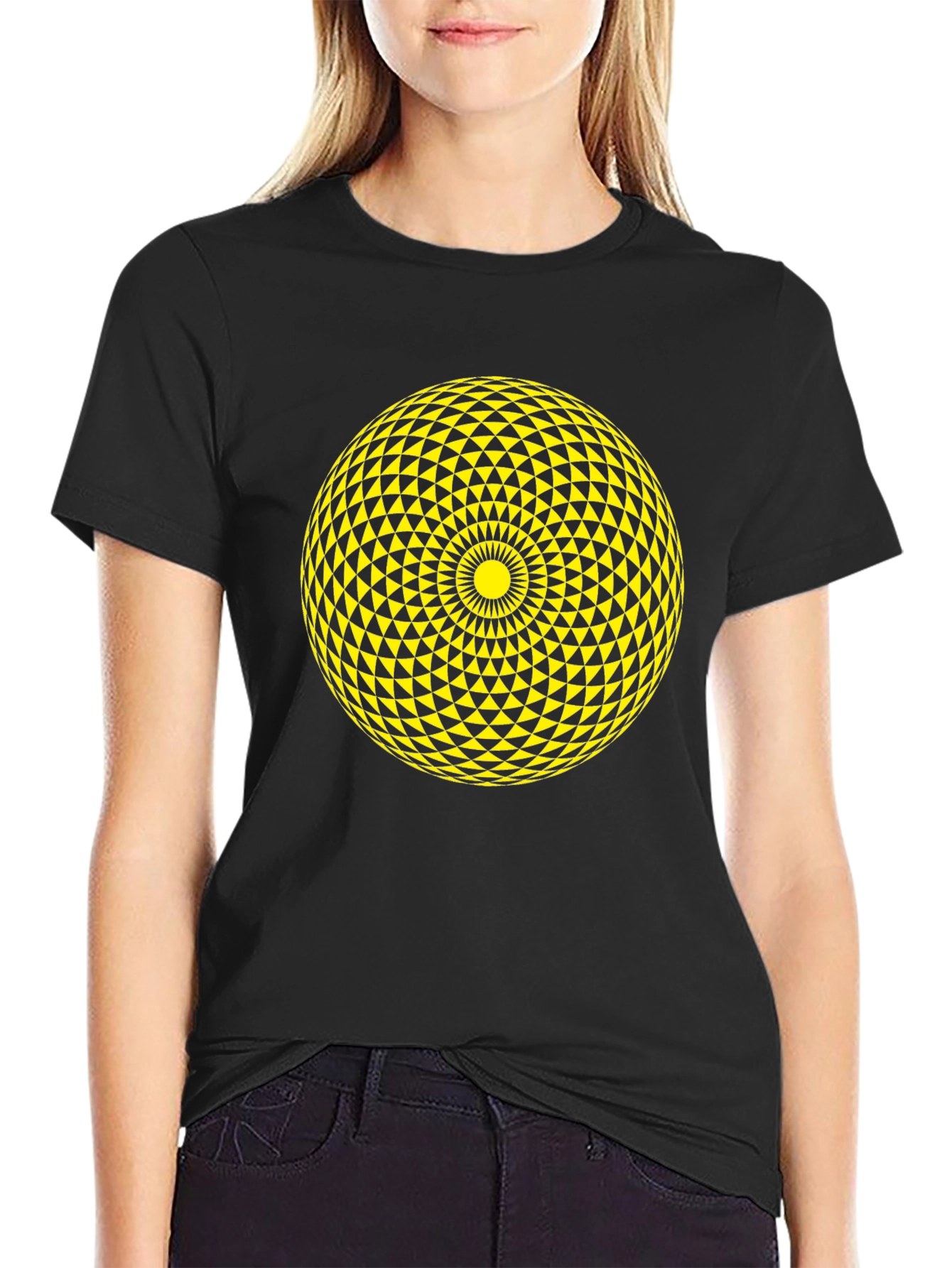 Geometric Sphere Graphic Tee - Stylish Black T-Shirt