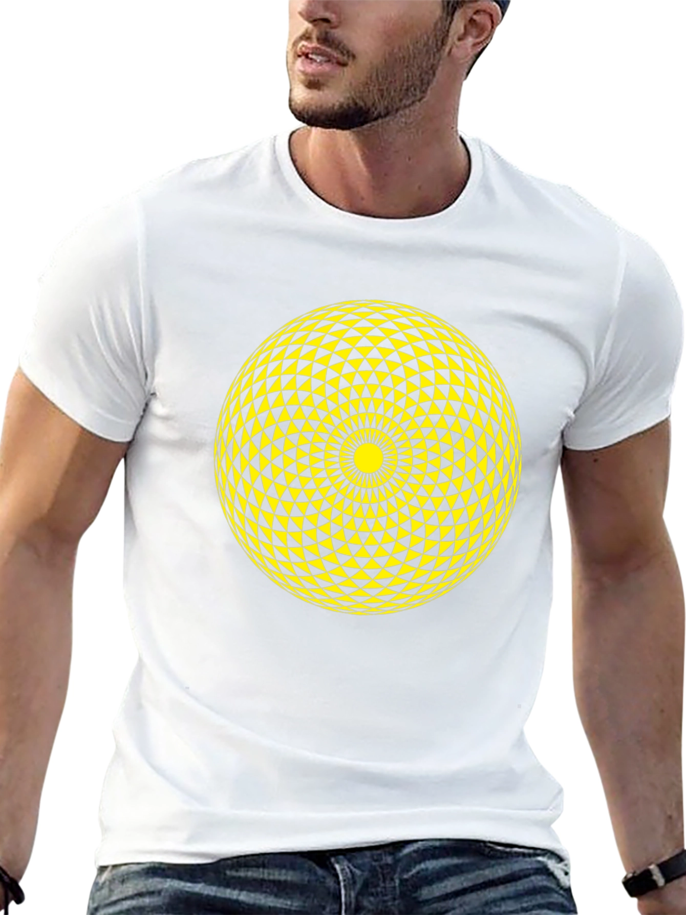 Geometric Sphere Graphic Tee - Stylish Black T-Shirt