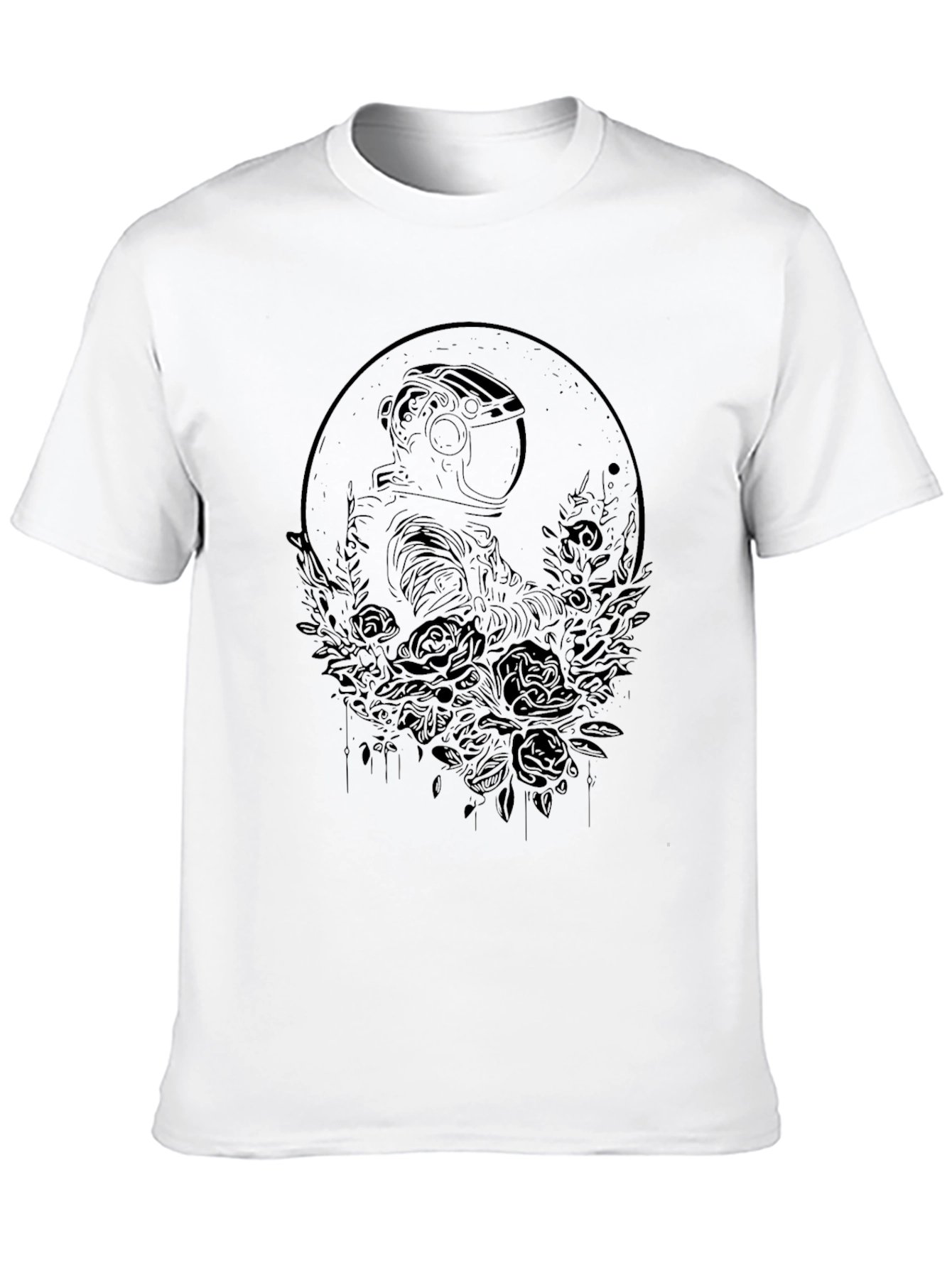 Astronaut & Roses Black Graphic Tee - Unisex